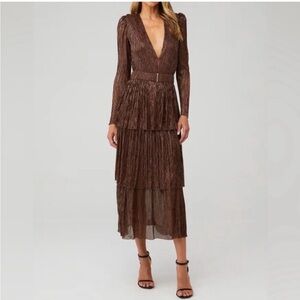 Sabina Metallic Brown Maxi dress
